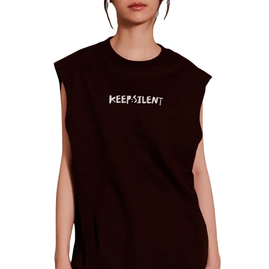 KEEP UMBER SLEEVELESS-LOGO